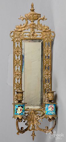 Brass and enamel wall sconce, etc.