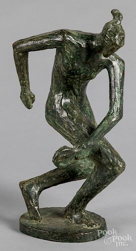 Bronze figure with paddle