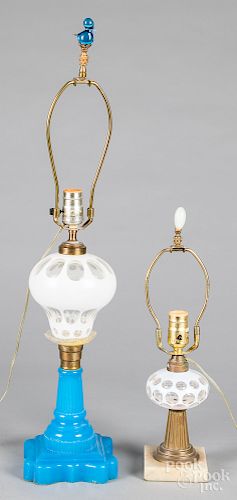Two overlay glass lamps