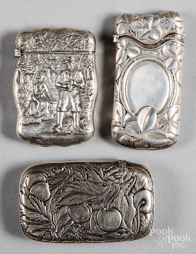 Three silver plated match vesta cases