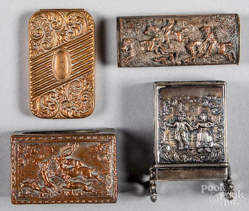Two embossed matchbox holders, etc.
