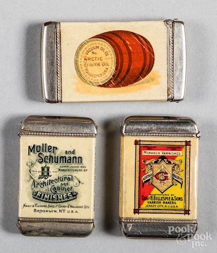 Three advertising match vesta safes
