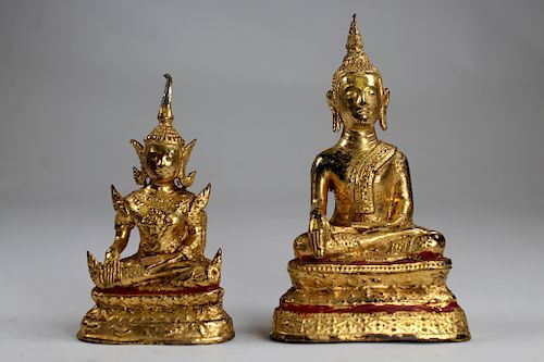 (2) Seated Thai Buddhas, 20th C