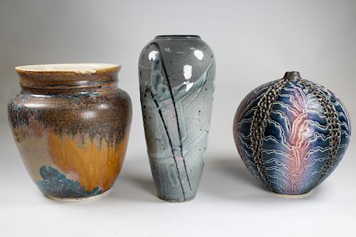 (3) Vintage Art Pottery Vases