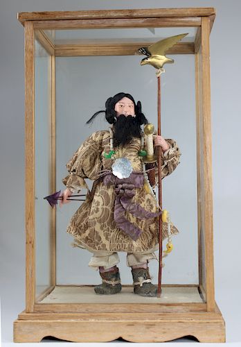 Japanese Samurai Doll in Glass Display Case