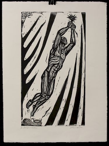 "Gilgamesh" Woodcut by Irving Amen (1918-2011)