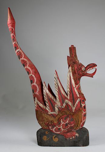 Carved Wooden Indonesian Style Dragon