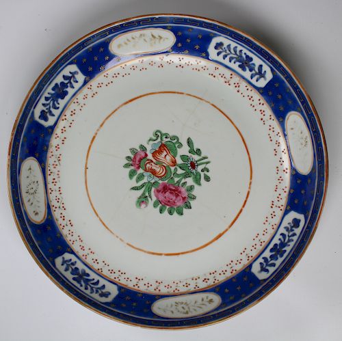 Chinese Hand Painted Porcelain Floral Dish