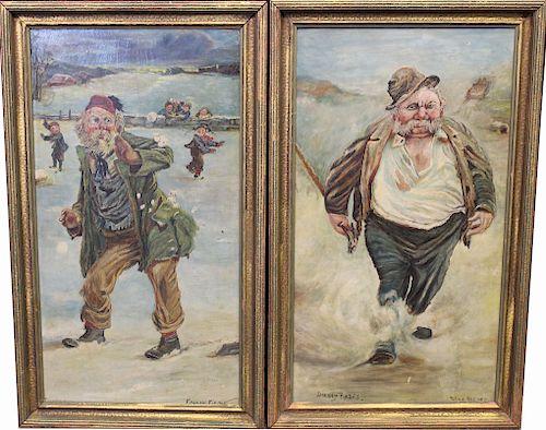 Pair of Whimsical Men, "Frosty Fields"