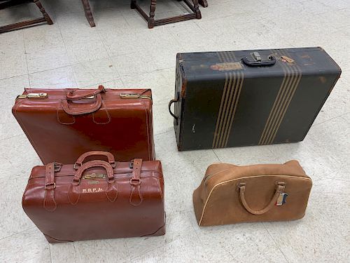 4 Antique Luggage Suitcases