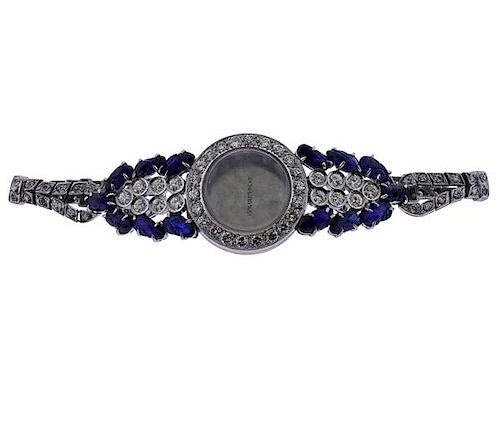 Tiffany &amp; Co 18k Gold Platinum Sapphire Diamond Watch 
