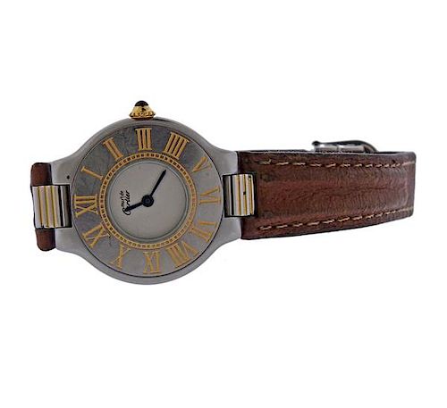 Cartier Must De Cartier 21 Steel Quartz Leather Band Watch
