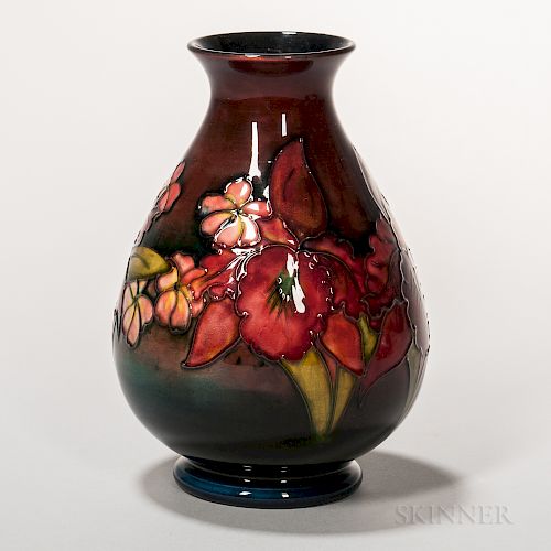 Moorcroft Pottery Orchid Design Flambe Vase