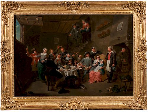 Dutch School, 19th Century  Family and Servants Gathered in a Tavern
