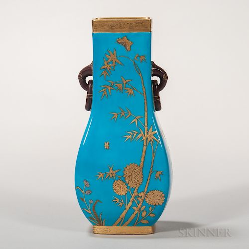 Minton Porcelain Turquoise-glazed Vase