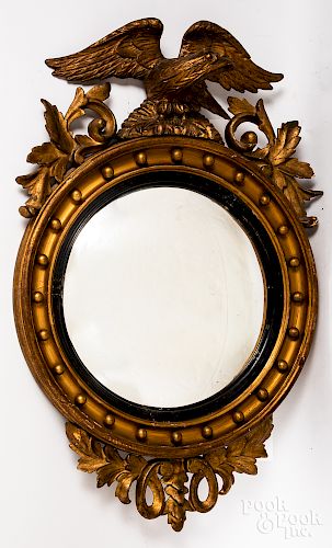 Giltwood convex mirror