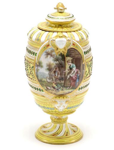 Sevres Painted Porcelain Yellow Vase
