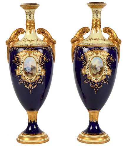 Two English Coalport Porcelain Vases