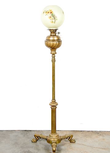 English Victorian Brass Floor/Piano Lamp