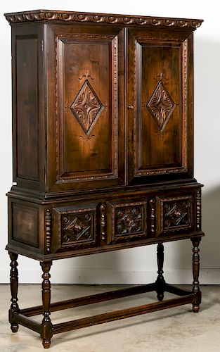 Kittinger Jacobean Style Cabinet on Stand