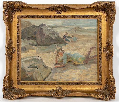 Dorothea Sharp Signed Oil, "At The Seaside"