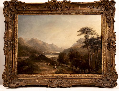 James Poole, 19th C. British Mountain View Oil