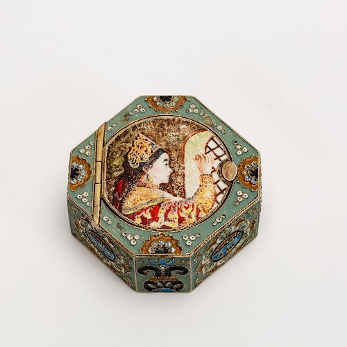 Small Russian Enamel Box, Faberge Style