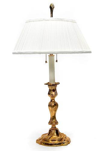Gilt Bronze Candlestick Table Lamp