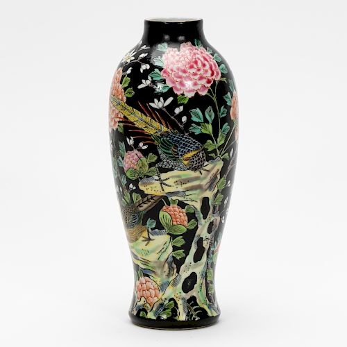 Finely Painted Chinese Famille Noir Vase