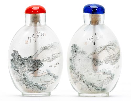 Two Chinese Small Reverse Painted Snuff Bottles