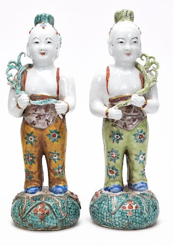 Pair, Chinese Porcelain Figural Lamp Bases