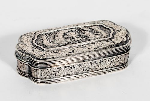 Large Chinese Silver Lidded Snuff Box