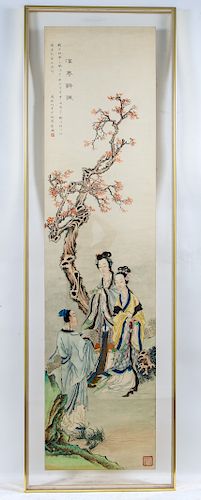 Chinese Framed Large Figural Work on Paper