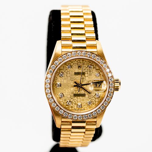 Ladies Rolex Solid 18k Gold & Diamond Wrist Watch