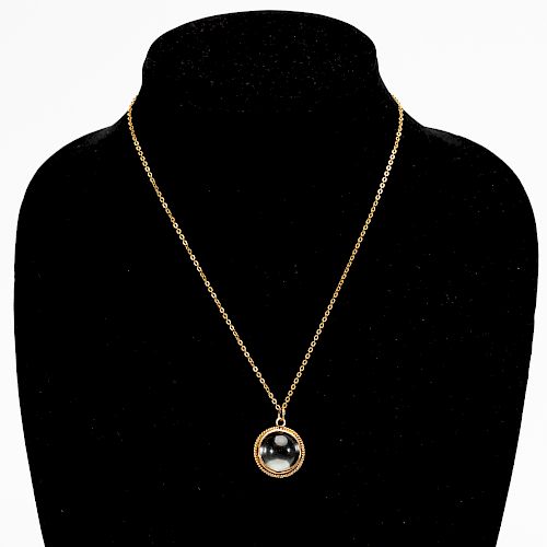 14k Gold & Crystal Locket Necklace