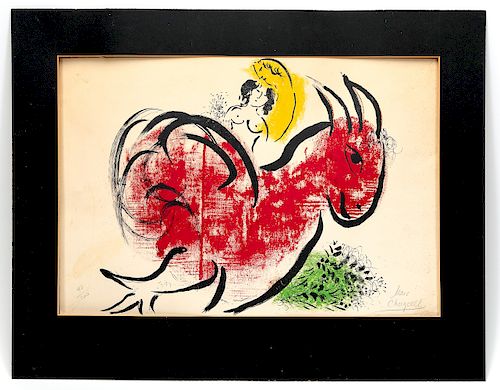 Marc Chagall Signed Litho, "Le Coq Rouge", 90/200