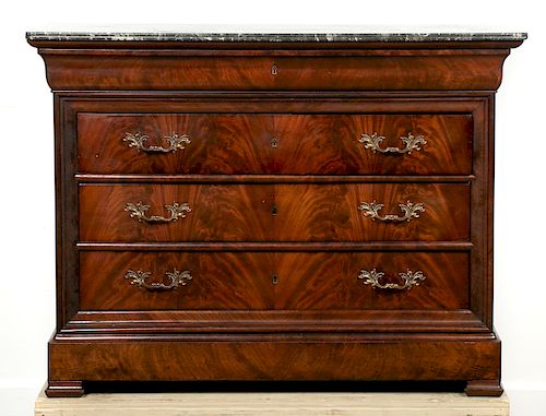 Louis - Philippe Marble Top Commode w/ Drawers