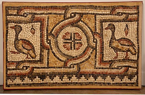 Early Roman Empire Marble Mosaic Panel, 4th C. AD