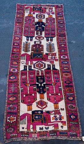 Hand Woven Qashqai Rug or Carpet, 4' 6" x 13' 4"
