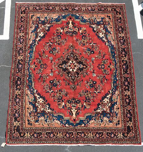 Hand Woven Hamedan Rug or Carpet, 7' 1" x 10' 2"
