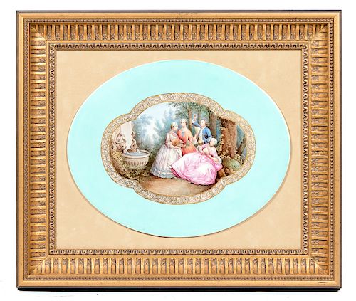 Late 19th C. Framed Oval Porcelain Plaque