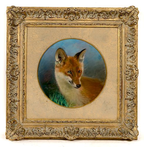 German School Signed Pastel of a Red Fox