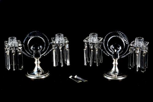 Pair, Hawkes Two Arm Low Candelabra