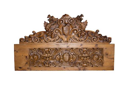 Large Antique French Pine Carving