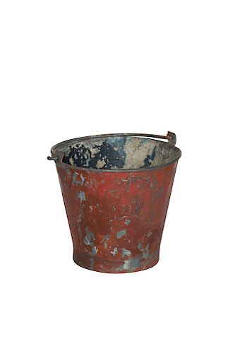 Antique French Red Painted Zinc Fire Bucket