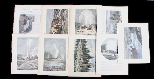Set of 9 Hand-Colored Yellowstone Images c. 1890
