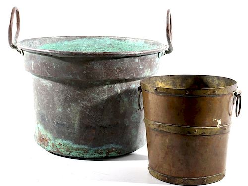 Set of Late 19th Century Copper Trade Buckets