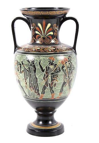 Signed Greek Apulian Amphora Form Vase