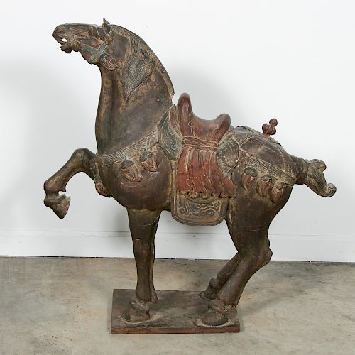 Large Chinese Polychromed Wood Horse