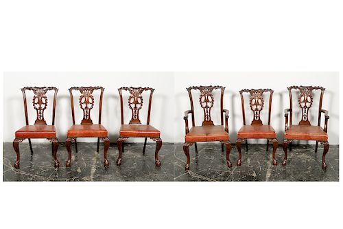 Set, 6 Chippendale Style Dining Chairs